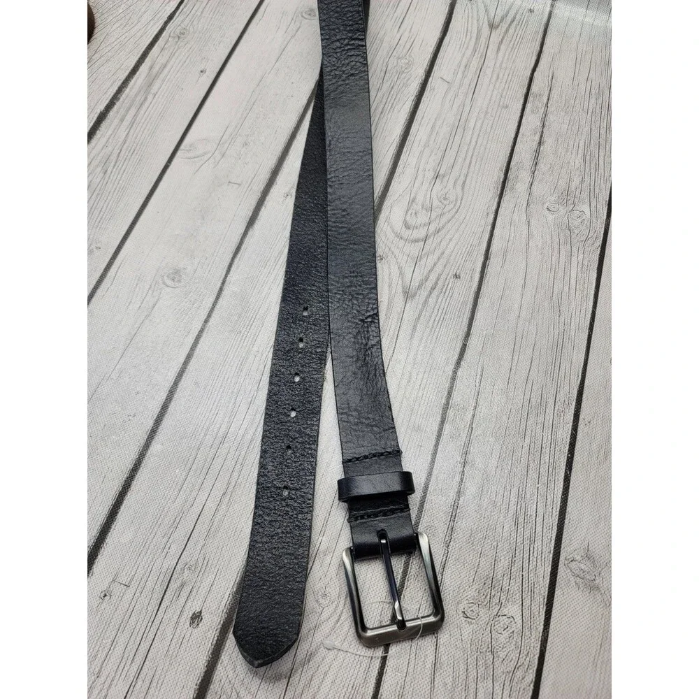 Nickel Smart Black Brown Leather Belt W/ Silver Buckle Men's 42 Lot Of 2